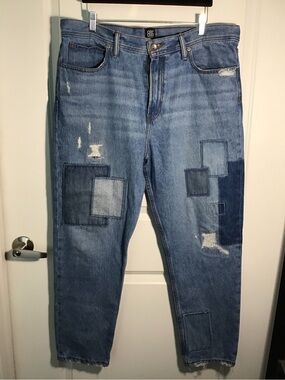 BDG Patchwork High-Rise Men Jeans in Blue 36x32